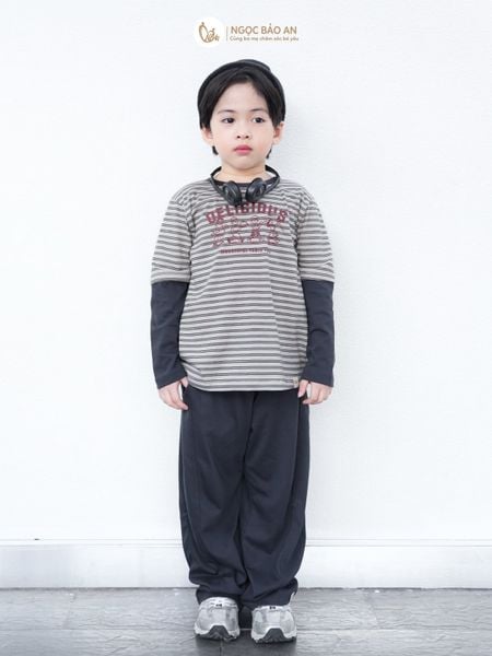[M&B] BST TYPO: Bộ tay dài sọc xám Delicious M09-L1