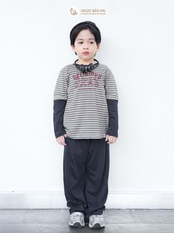 [M&B] BST TYPO: Bộ tay dài sọc xám Delicious M09-L1