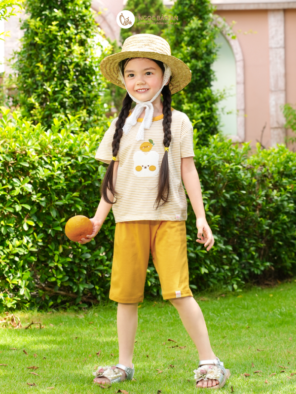 [M&B] BST GHS: Bộ lửng tay ngắn sọc lemon bear 6 tháng - 6 tuổi