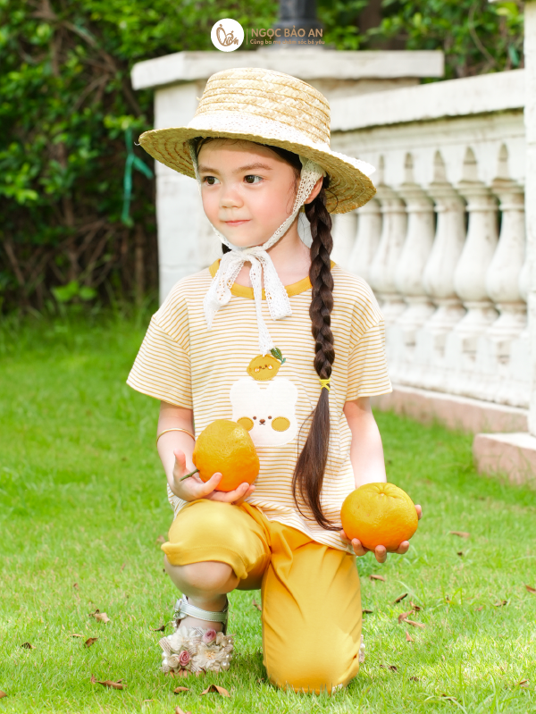 [M&B] BST GHS: Bộ lửng tay ngắn sọc lemon bear 6 tháng - 6 tuổi