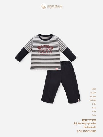 [M&B] BST TYPO: Bộ tay dài sọc xám Delicious M09-L1
