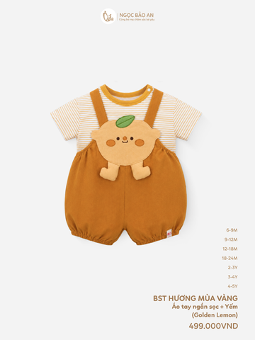 [M&B] BST GHS: Áo tay ngắn sọc phối Yếm golden lemon 6 tháng 4 tuổi