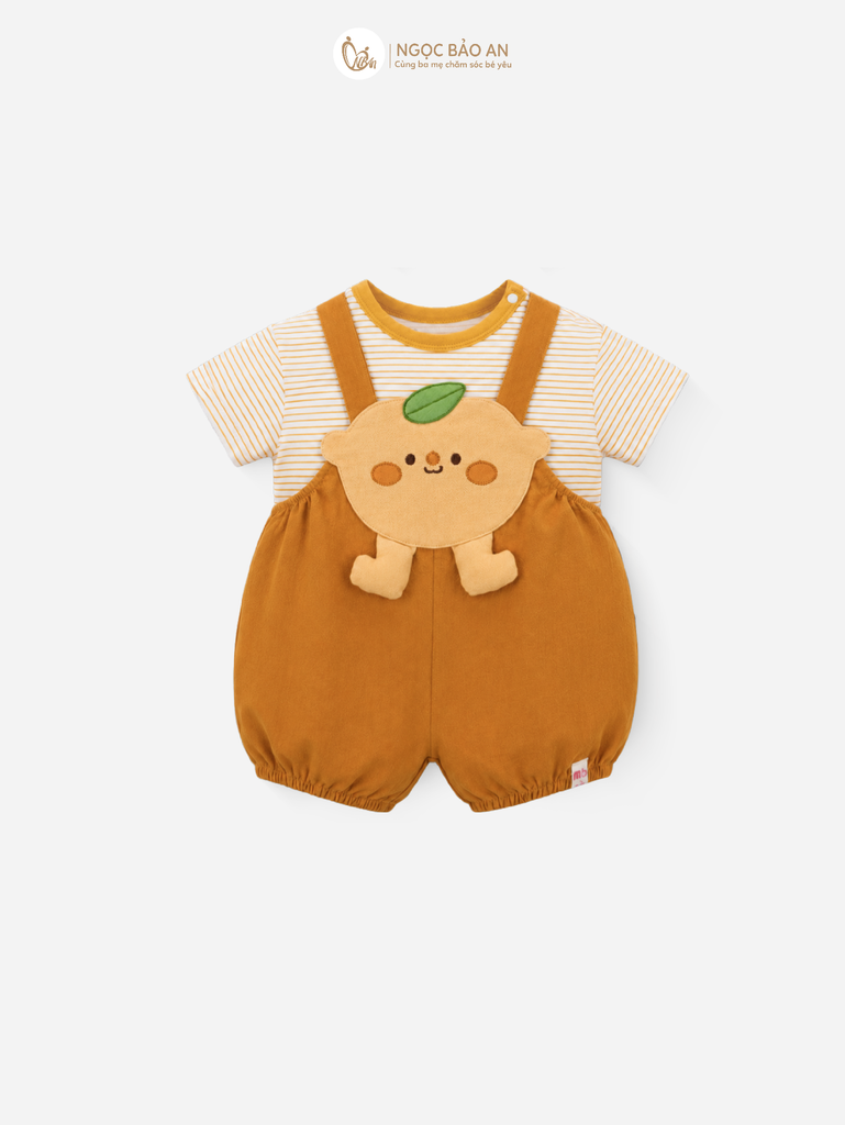 [M&B] BST GHS: Áo tay ngắn sọc phối Yếm golden lemon 6 tháng 4 tuổi