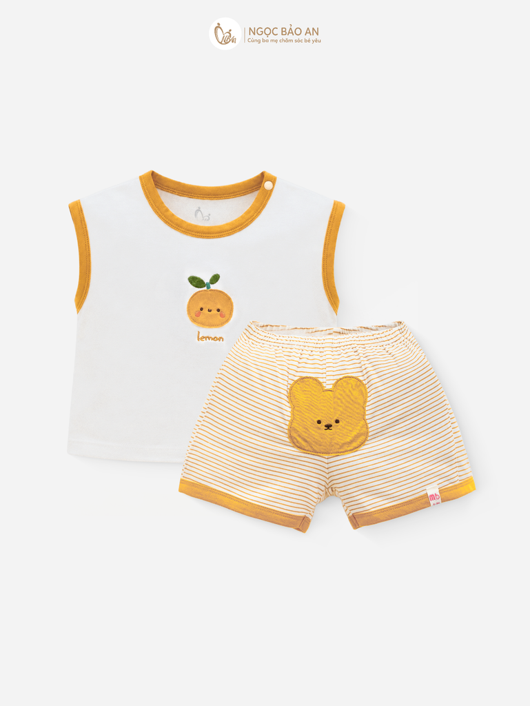 [M&B] BST GHS Bộ ngắn tay cộc quần sọc gấu lemon 6 tháng - 3 tuổi
