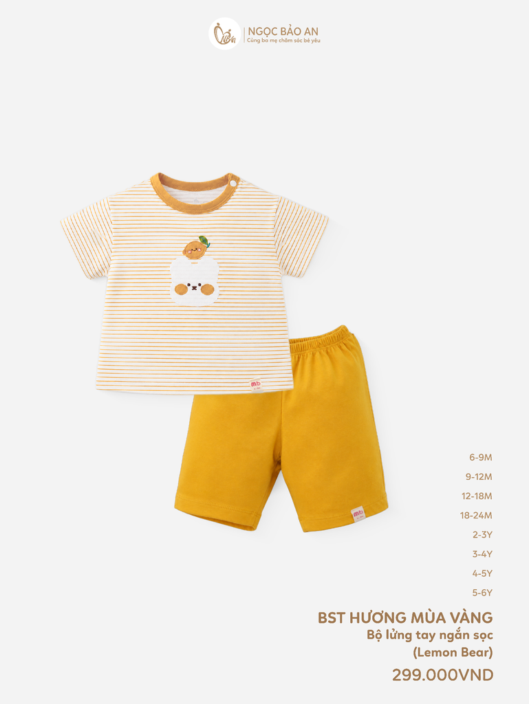 [M&B] BST GHS: Bộ lửng tay ngắn sọc lemon bear 6 tháng - 6 tuổi