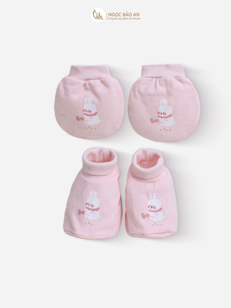 [M&B] Bộ bao tay chân cotton M&B sơ sinh họa tiết Thỏ Đào cho bé (Combo sơ sinh cotton 2025)