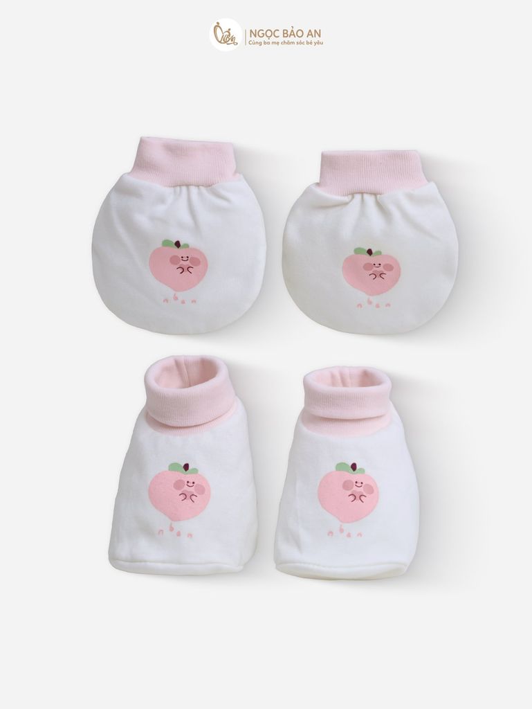 [M&B] Bộ bao tay chân cotton M&B sơ sinh họa tiết Thỏ Đào cho bé (Combo sơ sinh cotton 2025)
