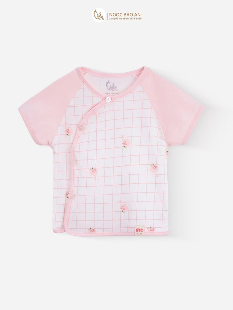 [M&B] Bộ ngắn cài bên tone Hồng cotton M&B cho bé (Combo Sơ Sinh Cotton 2025)