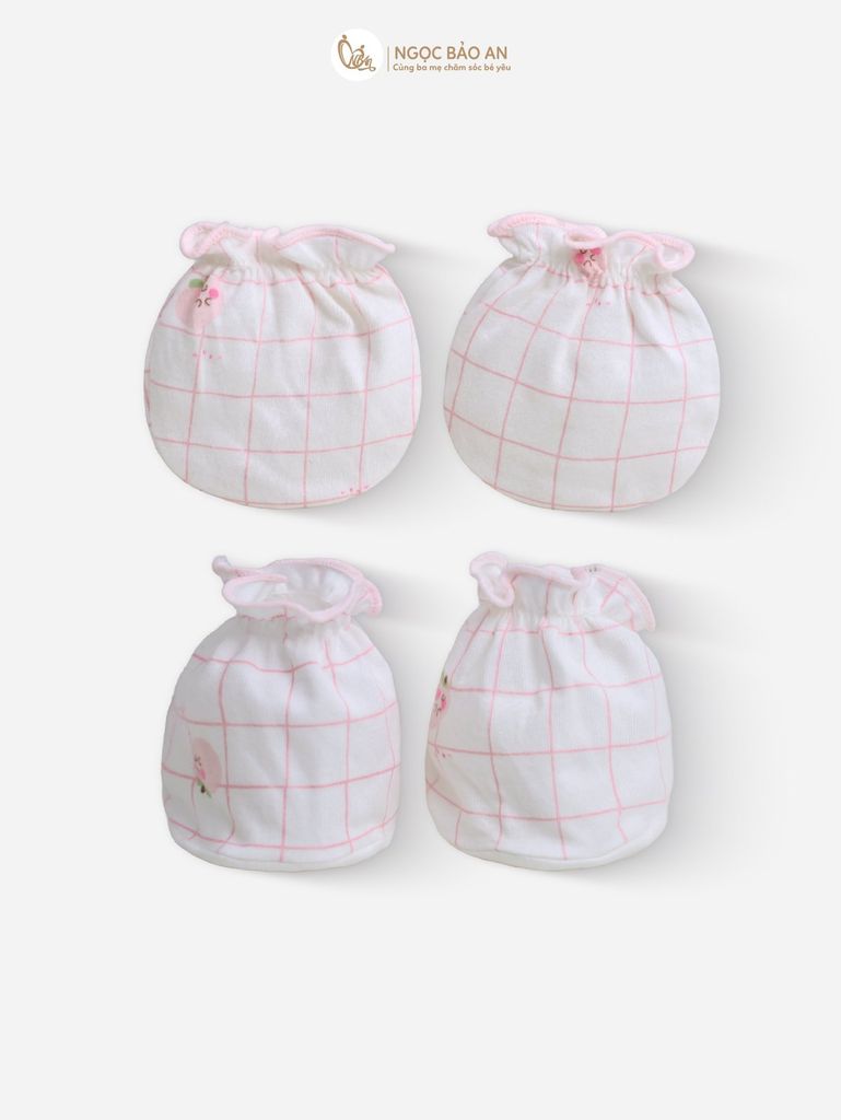 [M&B] Bộ bao tay chân cotton M&B sơ sinh họa tiết Thỏ Đào cho bé (Combo sơ sinh cotton 2025)
