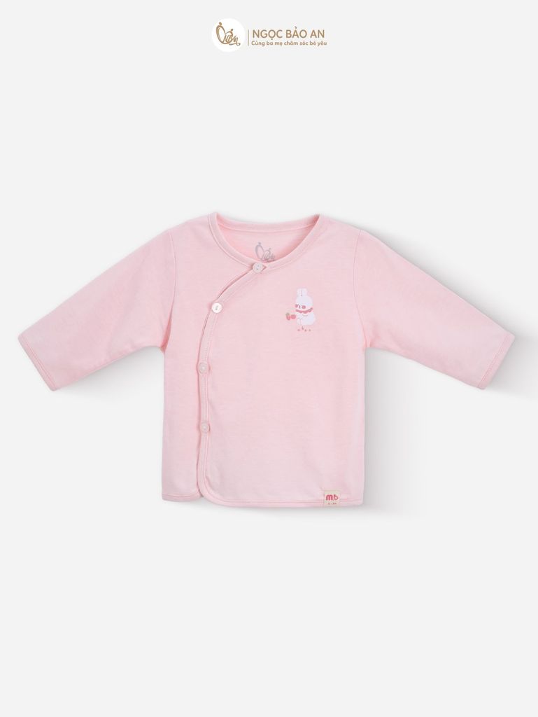 [M&B] Bộ tay dài cài bên tone Hồng cotton M&B cho bé (Combo Sơ Sinh Cotton 2025)
