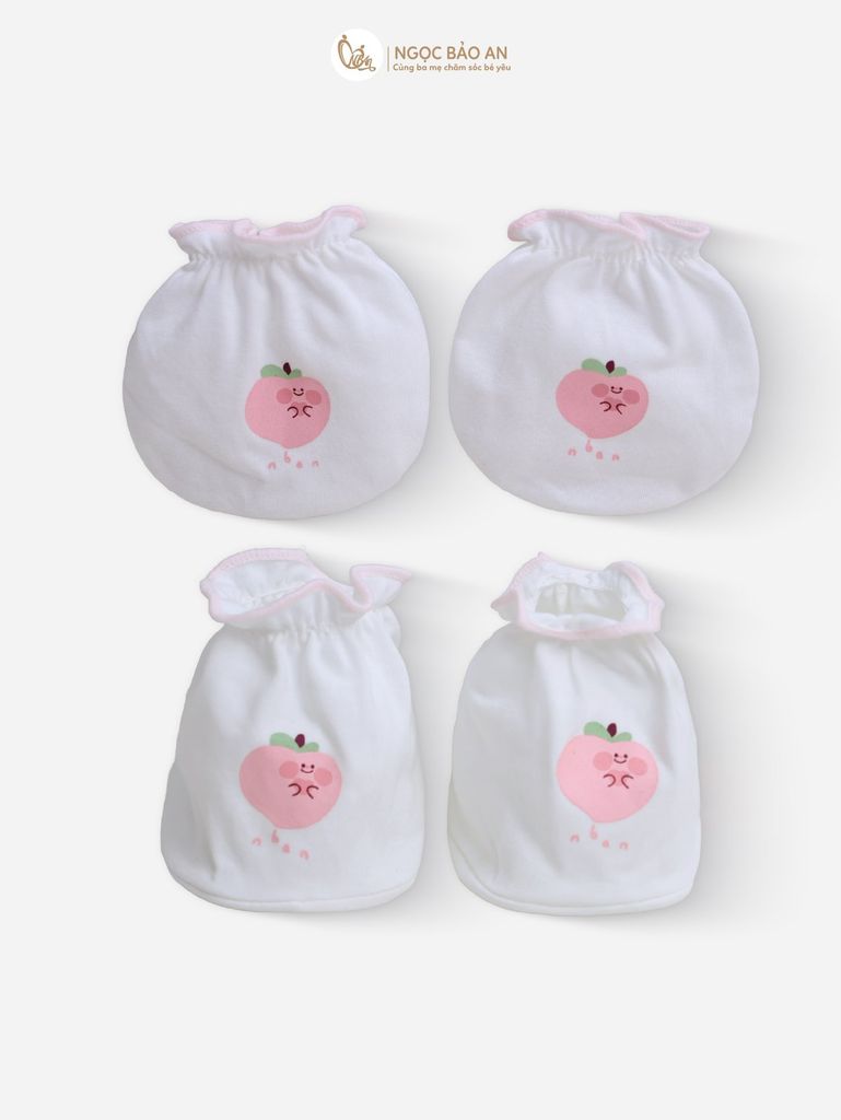 [M&B] Bộ bao tay chân cotton M&B sơ sinh họa tiết Thỏ Đào cho bé (Combo sơ sinh cotton 2025)