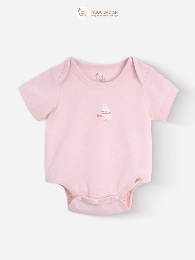 [M&B] Bodychip tay ngắn tone Hồng cotton M&B cho bé (Combo Sơ Sinh Cotton 2025)
