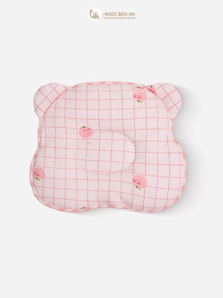 [M&B] Gối nằm cotton M&B hình mặt gấu in hình họa tiết cho bé sơ sinh 24x27cm (Combo Sơ Sinh Cotton 2025)