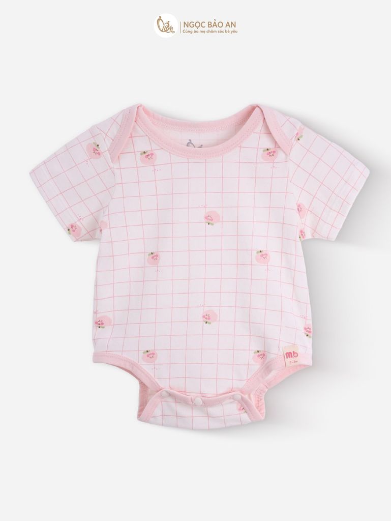 [M&B] Bodychip tay ngắn tone Hồng cotton M&B cho bé (Combo Sơ Sinh Cotton 2025)