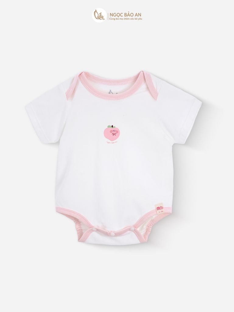 [M&B] Bodychip tay ngắn tone Hồng cotton M&B cho bé (Combo Sơ Sinh Cotton 2025)