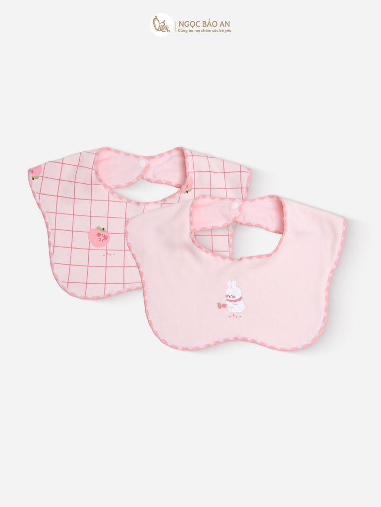 [M&B] Set 2 yếm nút cotton hồng đào