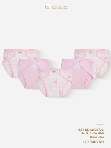 [M&B] Tã dán sơ sinh cotton caro đào