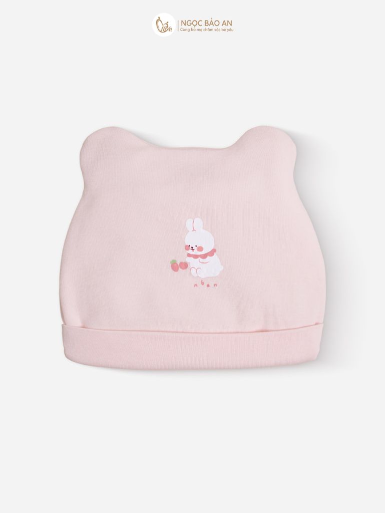 [M&B] Set nón bao tay chân thun cotton sơ sinh thỏ carrot hồng