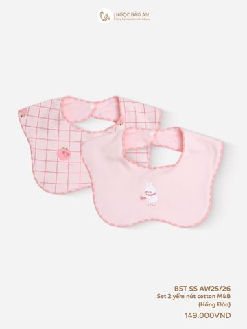 [M&B] Set 2 yếm nút cotton hồng đào