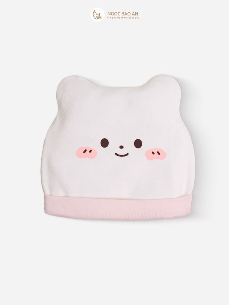 [M&B] Set nón bao tay chân bo cotton sơ sinh hồng đào