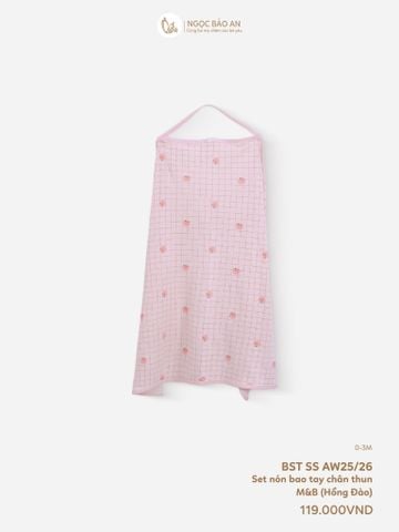 [M&B] Khăn choàng đa năng cotton họa tiết caro hồng đào 85x100cm