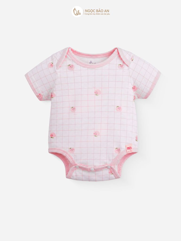 [M&B] Bodychip tay ngắn cotton caro hồng