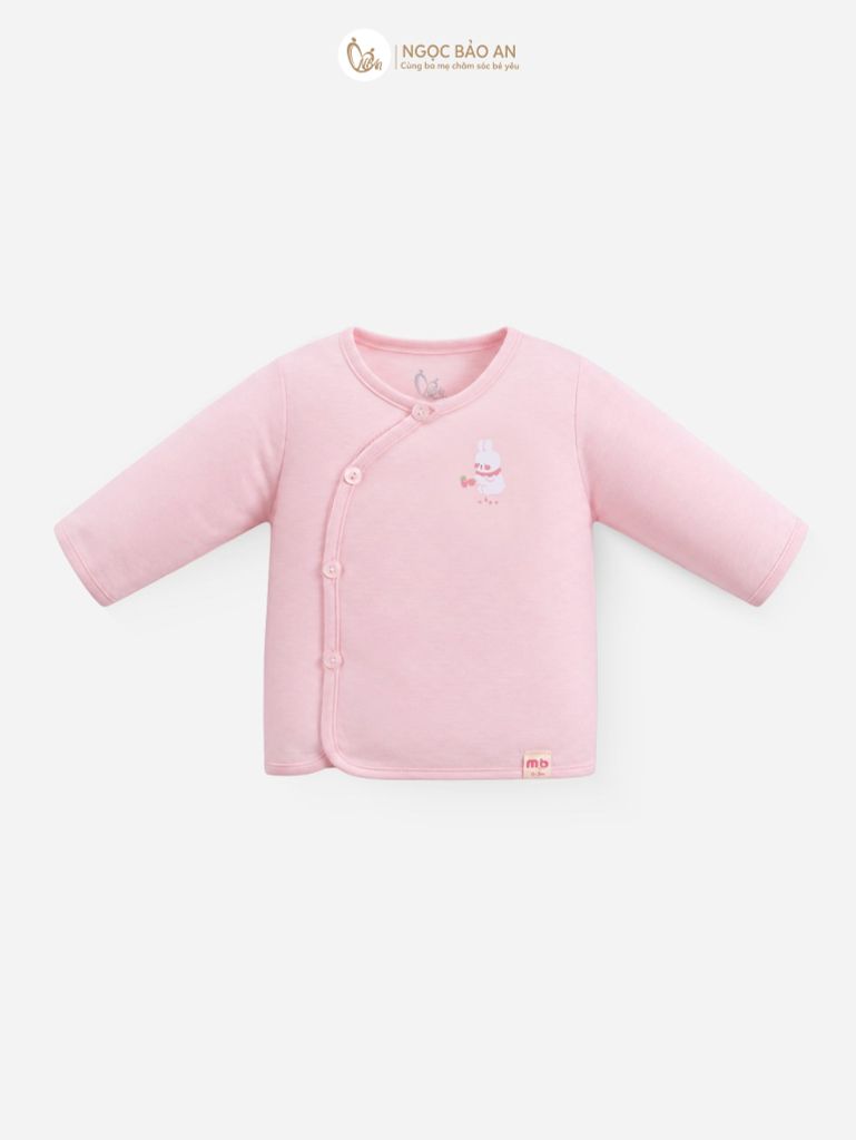 [M&B] Bộ tay dài cài bên cotton thỏ carot hồng