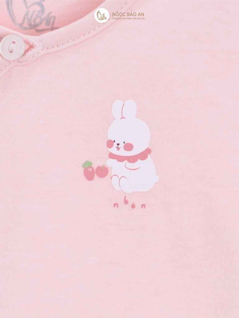 [M&B] Bộ tay dài cài bên cotton thỏ carot hồng