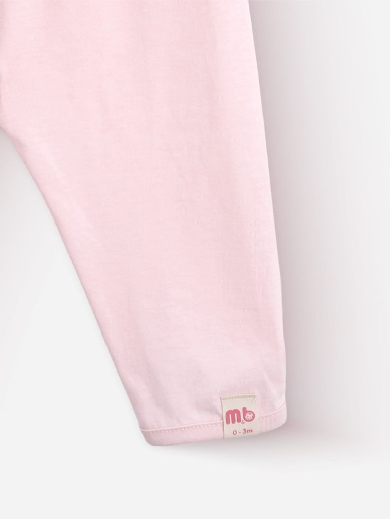 [M&B] Bộ tay dài cài bên cotton thỏ carot hồng