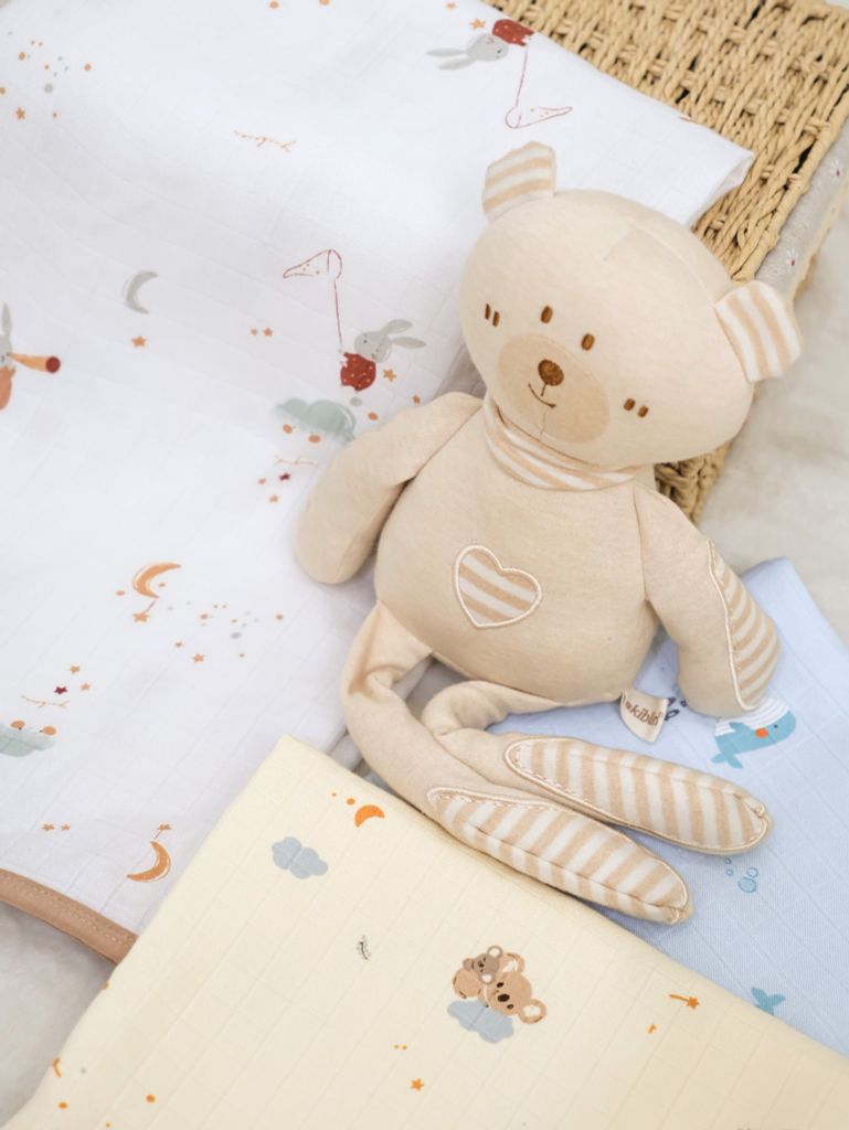 [M&B] Khăn choàng đa năng bamboo gấu Koala vàng kháng khuẩn dày dặn, mềm mịn, êm dịu với làn da bé