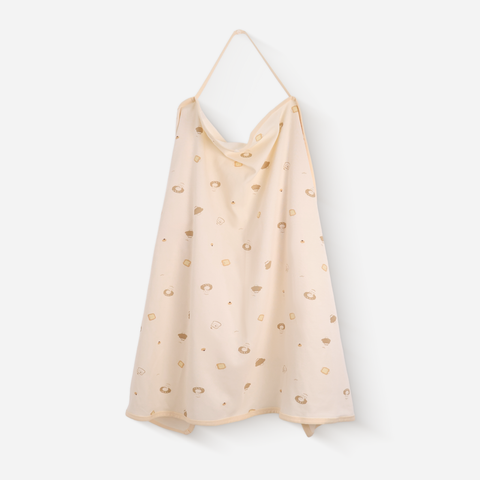 [M&B] Khăn choàng đa năng cotton họa tiết gấu cooking vàng 85x100cm