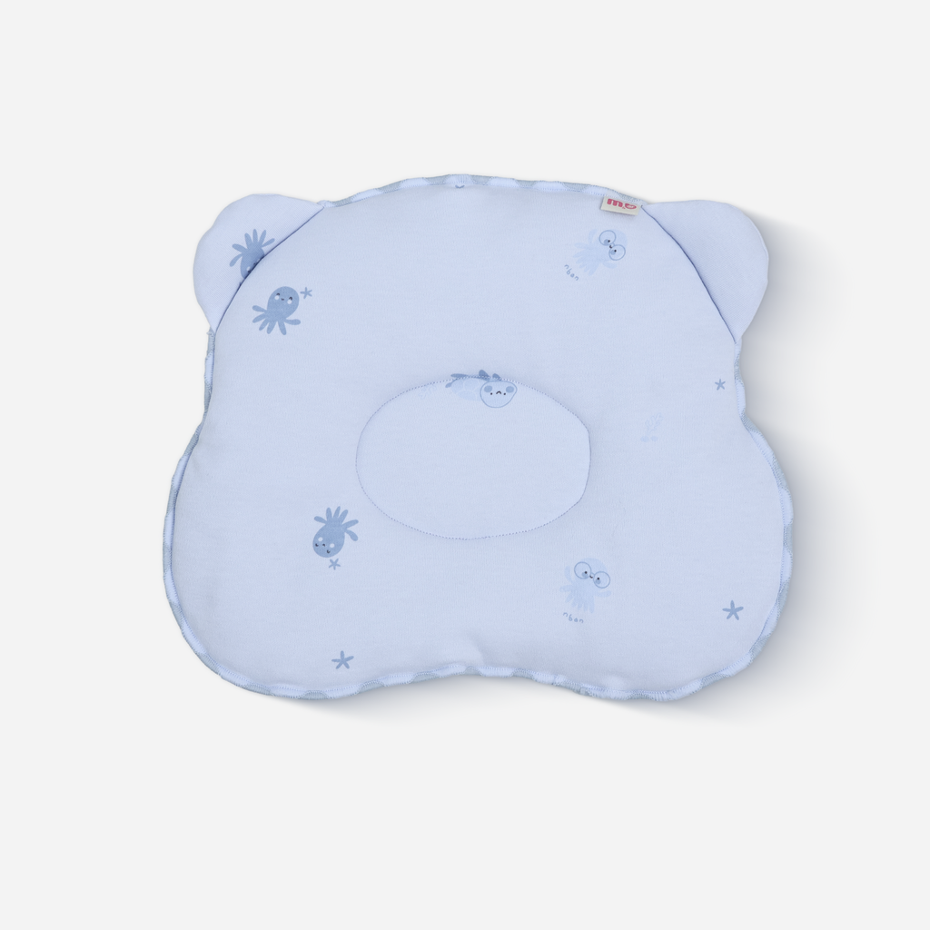 [M&B] Gối nằm cotton M&B hình mặt gấu in hình họa tiết cho bé sơ sinh 24x27cm (Combo Sơ Sinh Cotton 2025)