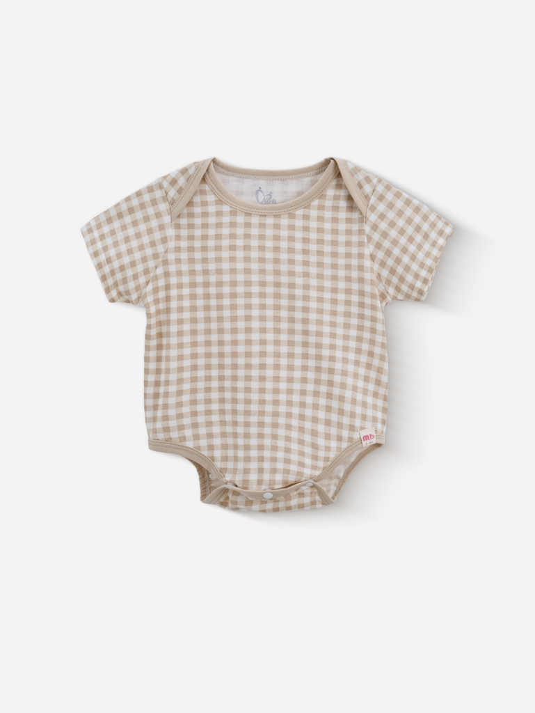 [M&B] Bodychip tay ngắn tone Nâu cotton M&B cho bé (Combo Sơ Sinh Cotton 2025)