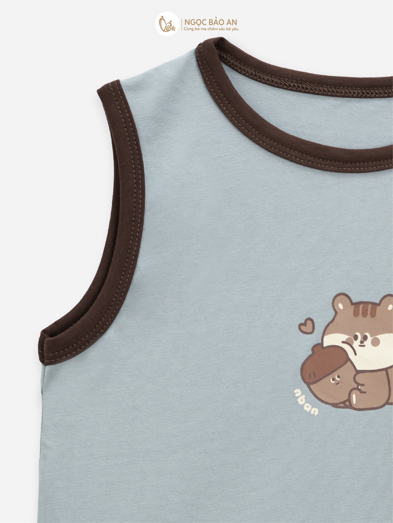 [NGỌC BẢO AN KIDS] Bộ sát nách thể thao cotton co giãn 4c xám (1-3 tuổi)