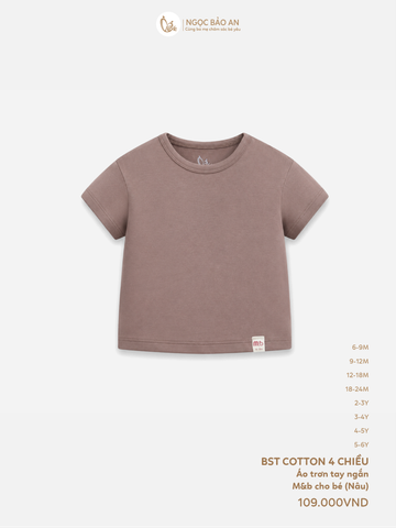 [M&B] Áo thun trơn cotton tay ngắn xanh nâu co giãn 4c từ 6 tháng đến 6 tuổi