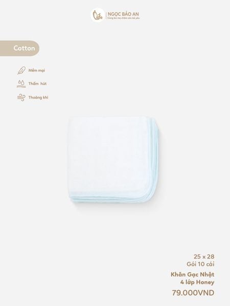 [Honey] Khăn Gạc Sữa 4 Lớp 25x28cm