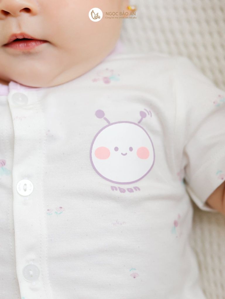 [M&B] Bộ tay ngắn cài giữa ong tím (3-24m)