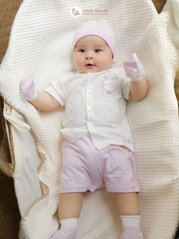 [M&B] Bộ tay ngắn cài giữa ong tím (3-24m)