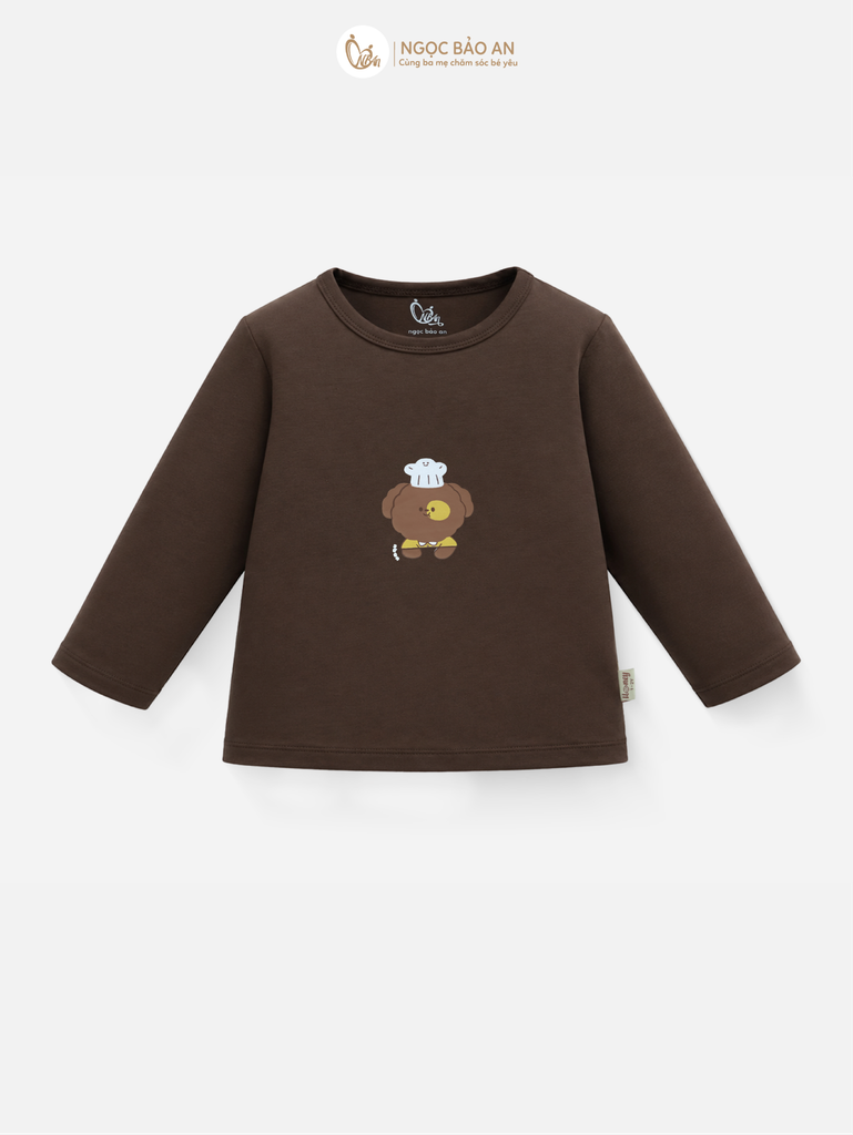 [HONEY] Bộ tay dài cotton nâu đậm co giãn 4c (1-3 tuổi)