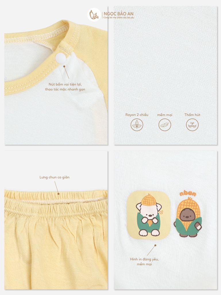 [HONEY] Bộ tay dài rayon 2 chiều bắp