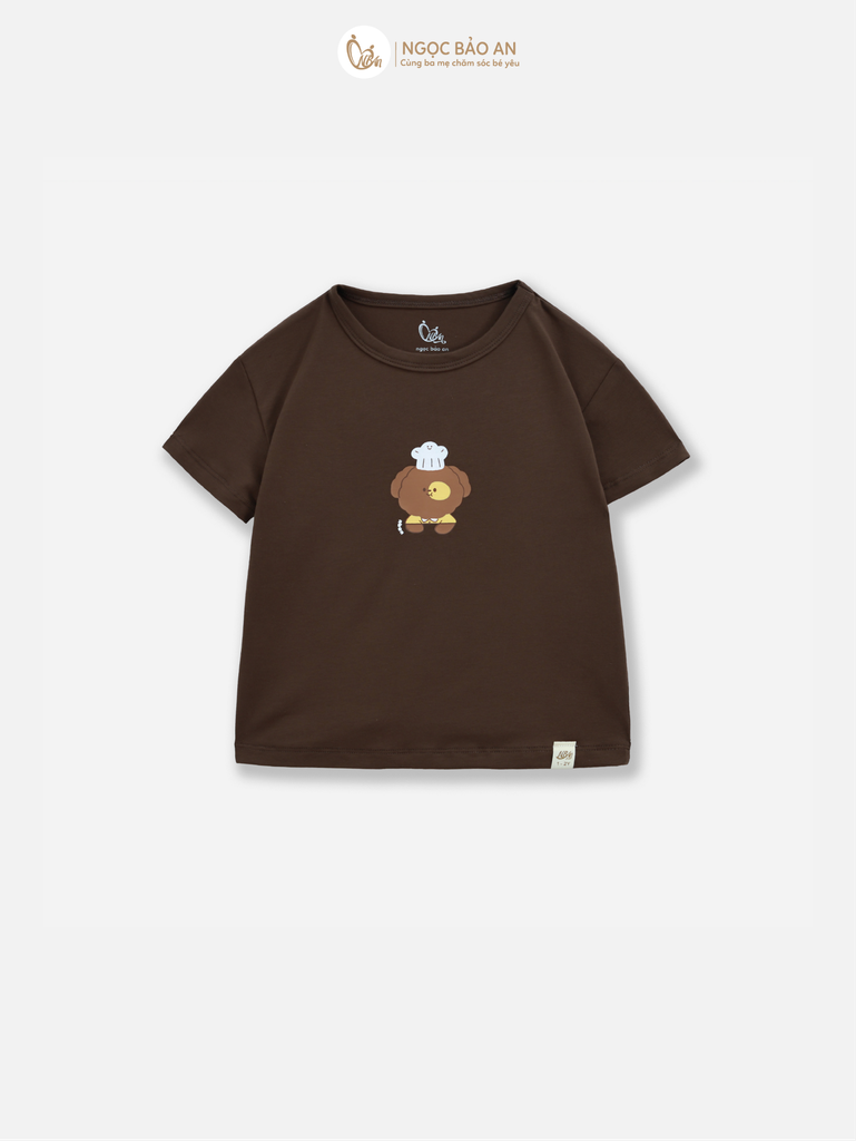 [NGỌC BẢO AN KIDS] Bộ lửng tay ngắn cotton nâu đậm co giãn 4c (1-3 tuổi)