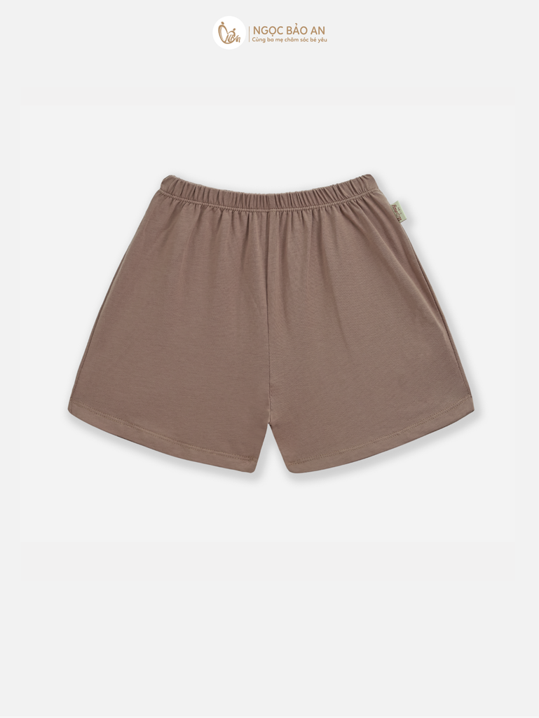 [HONEY] Bộ tay ngắn cotton nâu nhạt co giãn 4c (1-3 tuổi)