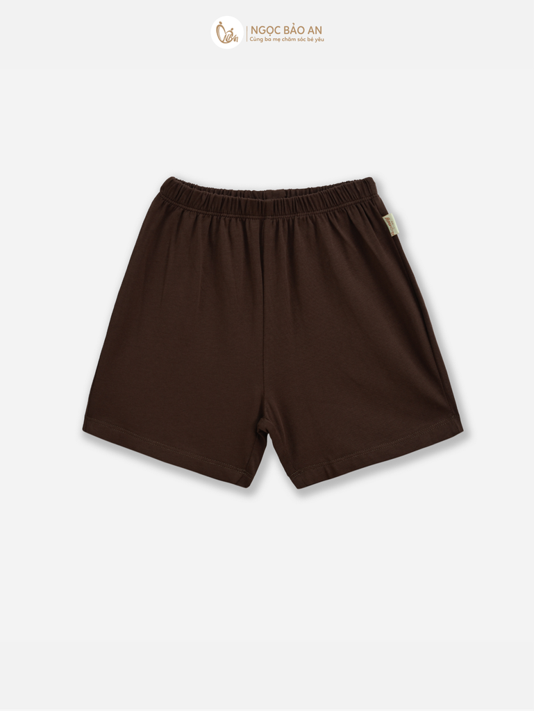 [HONEY] Bộ tay ngắn cotton nâu đậm co giãn 4c (1-3 tuổi)