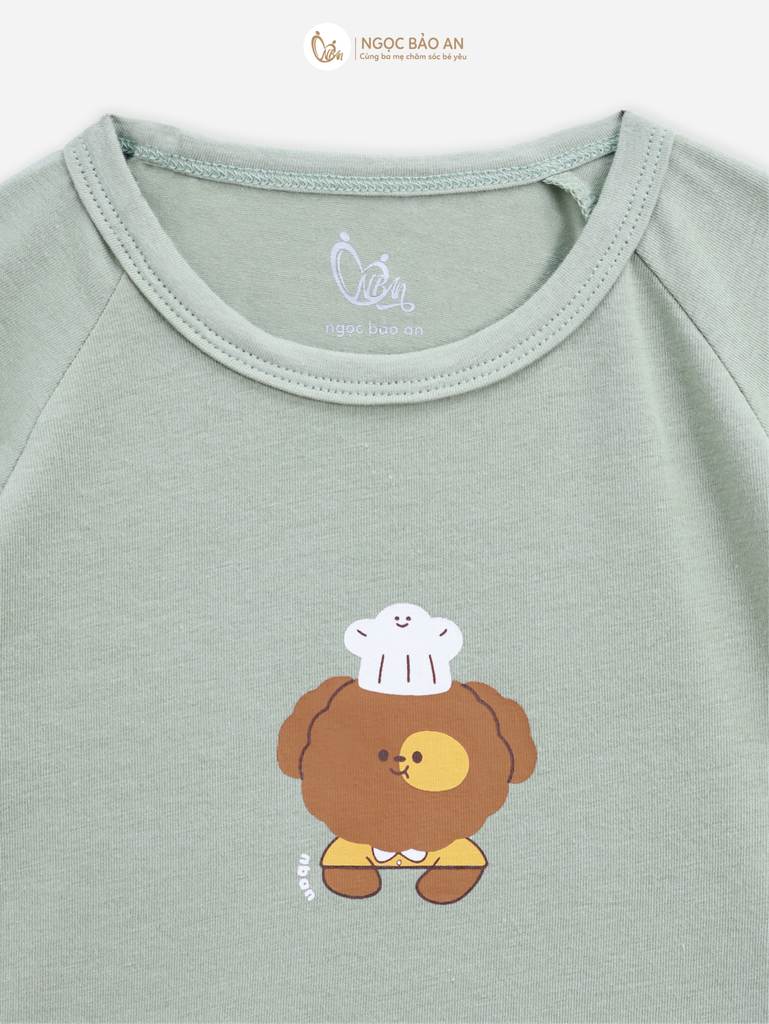 [HONEY] Bộ tay ngắn cotton xanh mint co giãn 4c (1-3 tuổi)