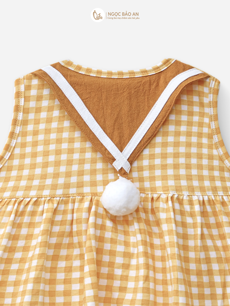 [M&B] BST GHS: Đầm caro dáng bí thủy thủ puffy lemon