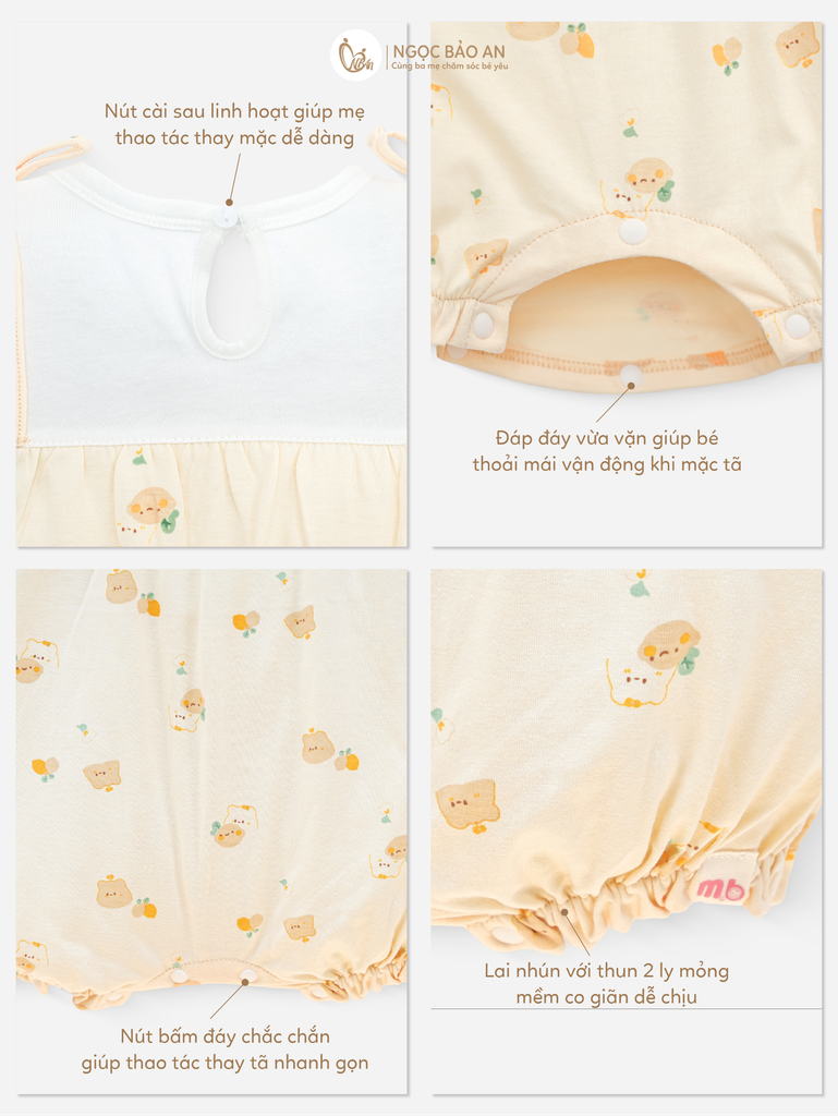 [M&B] BST GHS: Body đùi cotton tay ngắn gấu chanh vàng