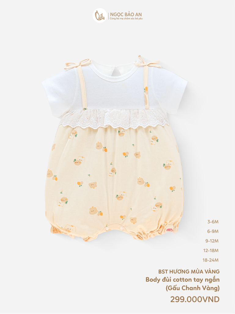 [M&B] BST GHS: Body đùi cotton tay ngắn gấu chanh vàng