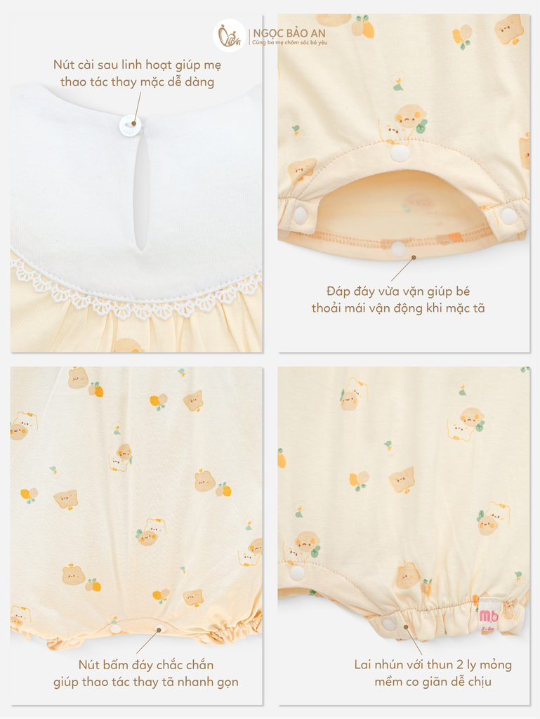 [M&B] BST GHS: Body đùi cotton cánh tiên gấu chanh vàng