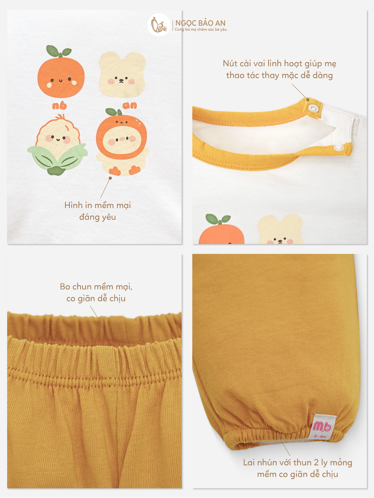 [M&B] BST GHS: Bộ tay dài lemon picnic