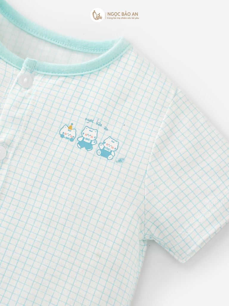 [M&B] Bộ tay ngắn cài giữa Caro Bear Mint (3-24m) [CBSSVISCOSE]